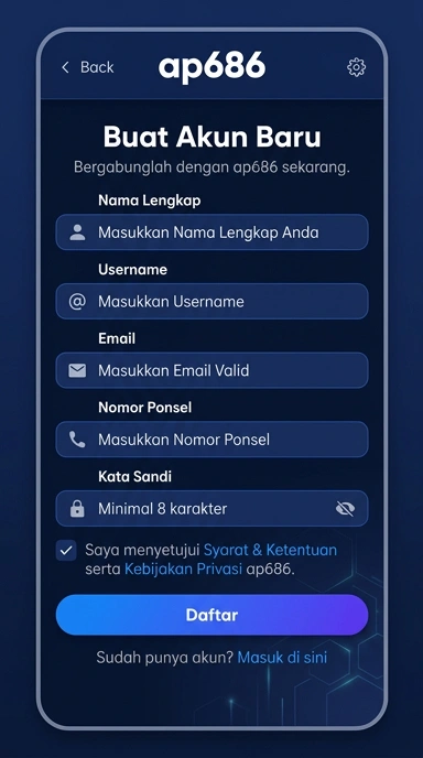 Tampilan halaman daftar ap686