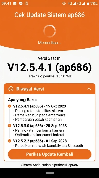 Tampilan riwayat versi ap686