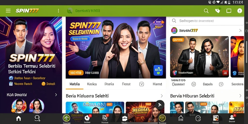 Tampilan antarmuka SPIN777 dengan berita hiburan selebriti terbaru.