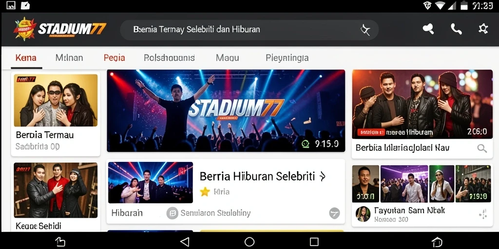 Tampilan antarmuka STADIUM77 yang menarik dan informatif.