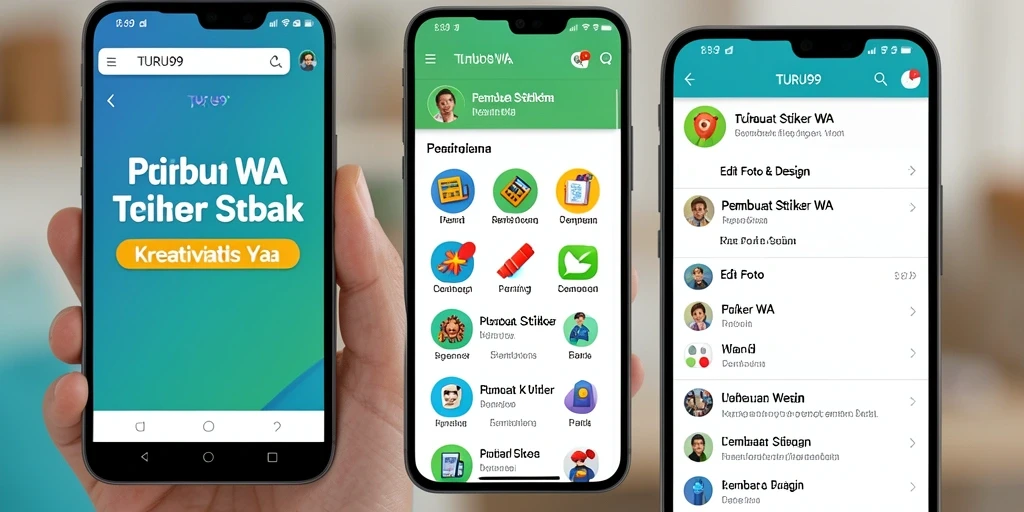 Antarmuka TURU99 yang menarik untuk pembuatan stiker WA.